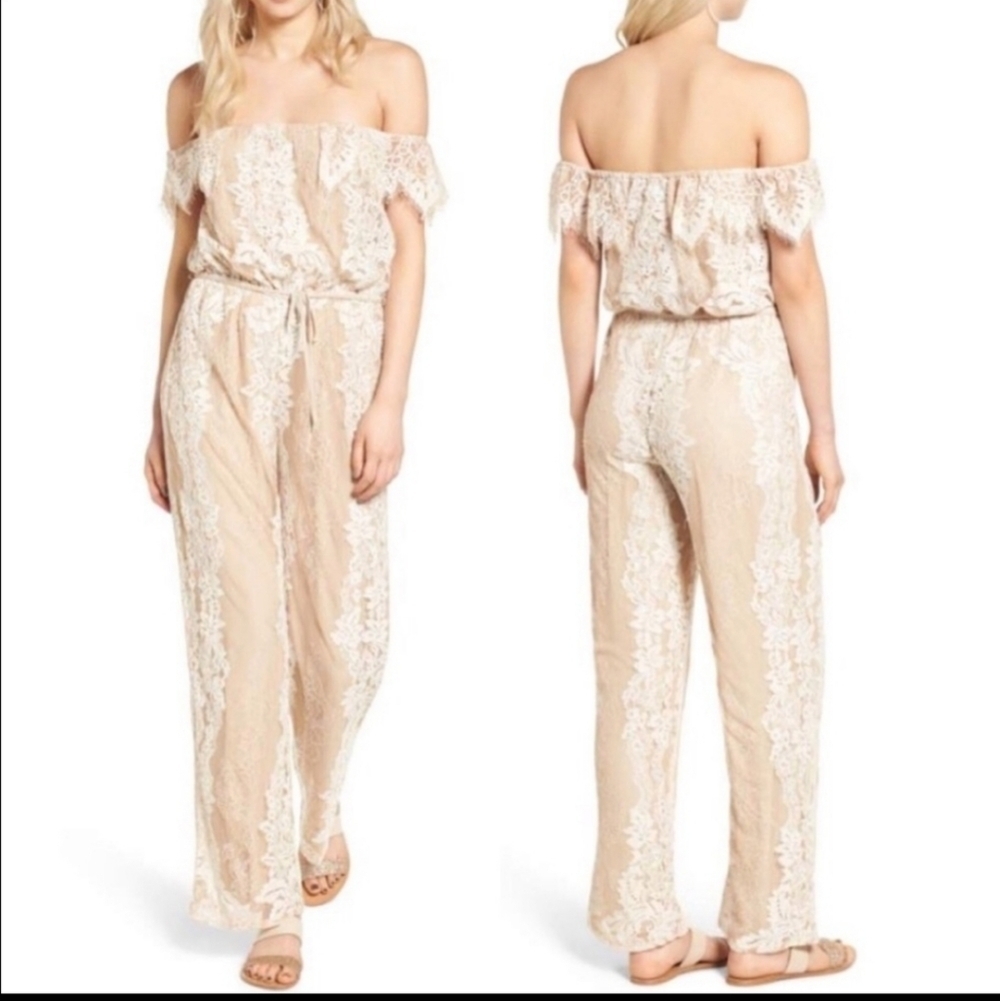 Nwt 4SI3NNA cream white lace jumpsuit 2489 Size Small